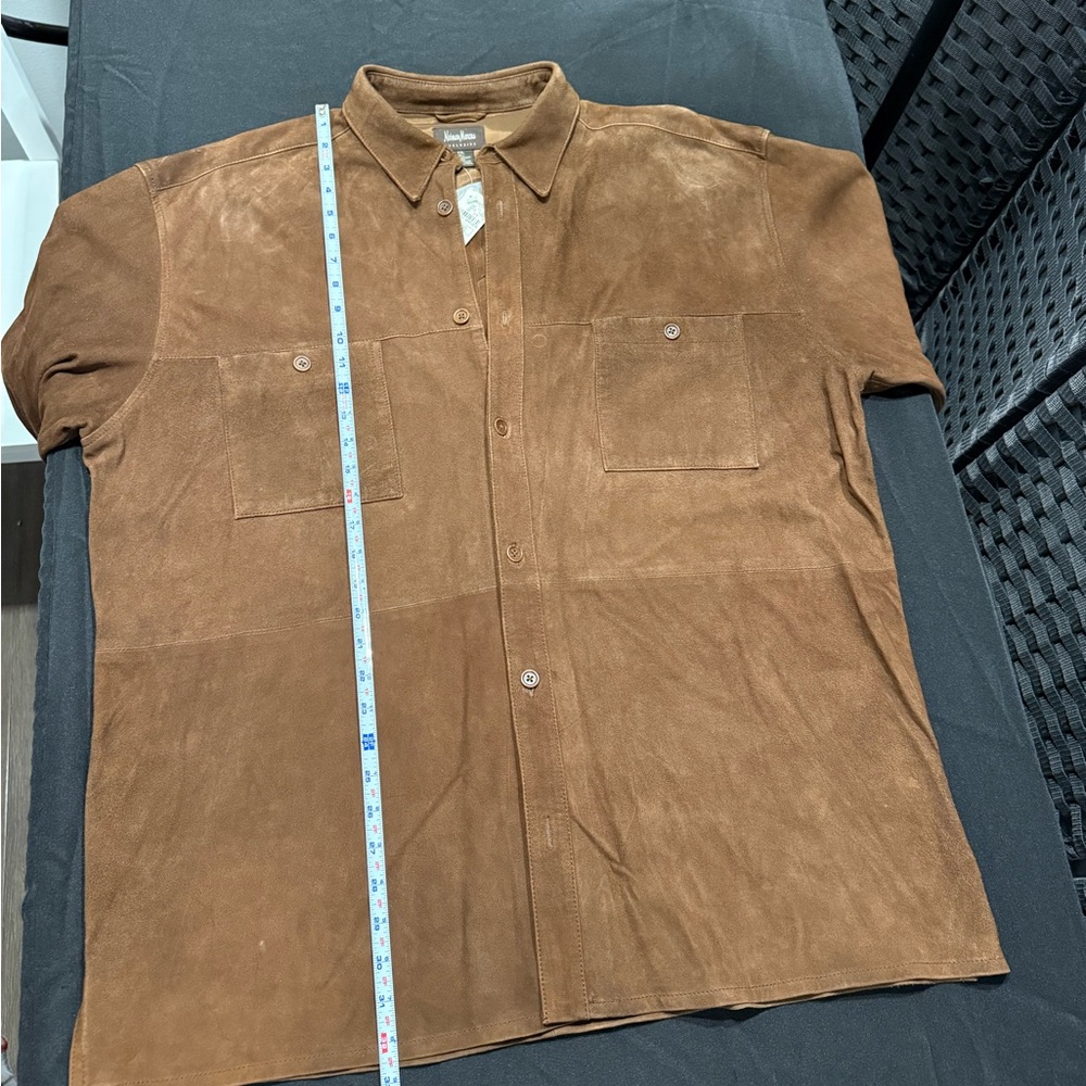 Neiman Marcus Chocolate Brown Leather Shirt/Jacket NWT - Picture 6 of 10